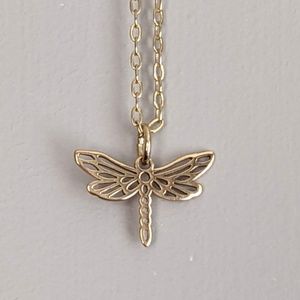 Shiny gold dragonfly necklace